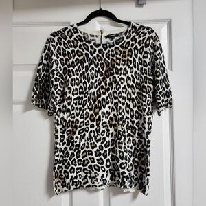 Premise Womens Leopard Print Rayon Women's Top With Back Zipper - Size M